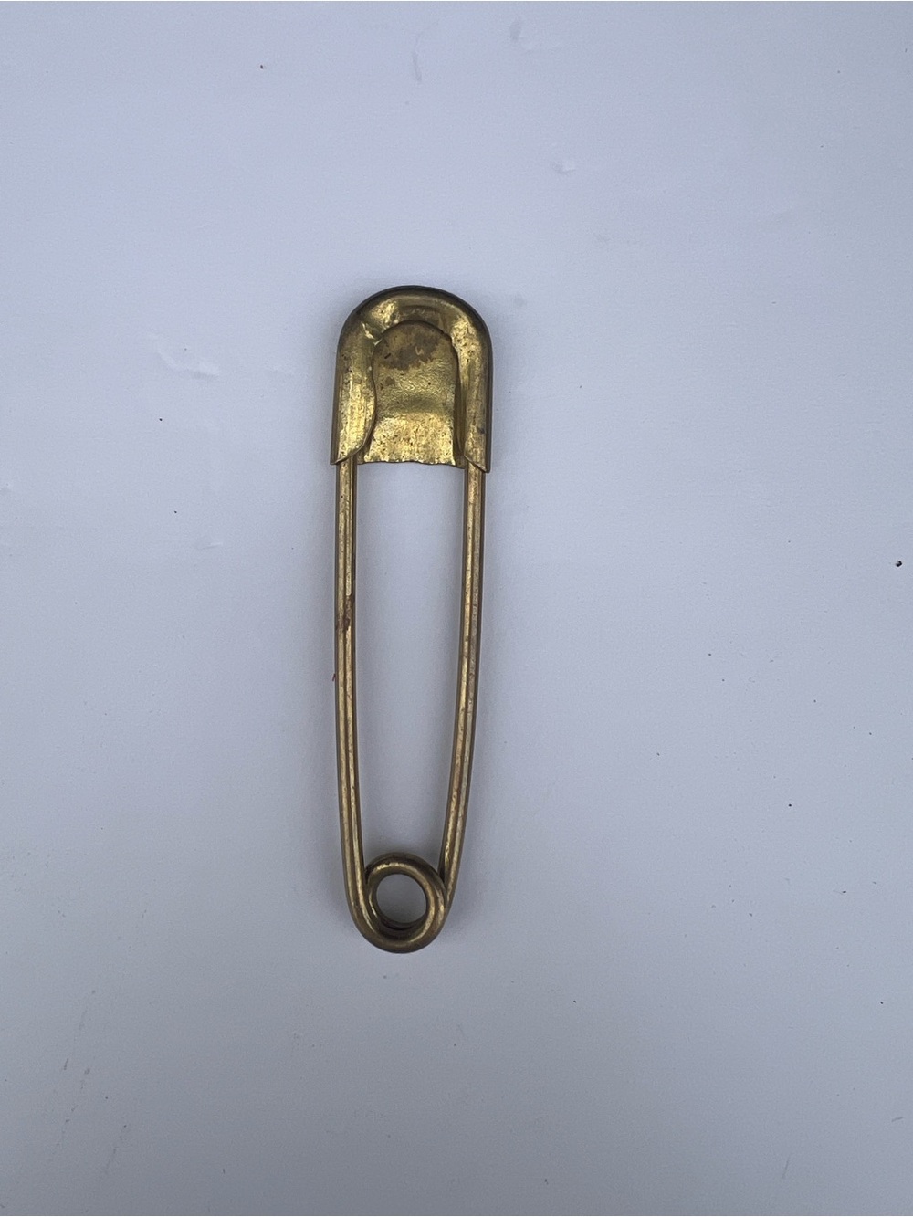 Vintage 4,25” Large Oversize Solid Brass Safety Pin Patinaed Collectible